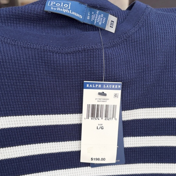 New Ralph Lauren - Large & XL Navy & White Striped Long-Sleeve Fit & Flare Dress - Picture 2 of 5